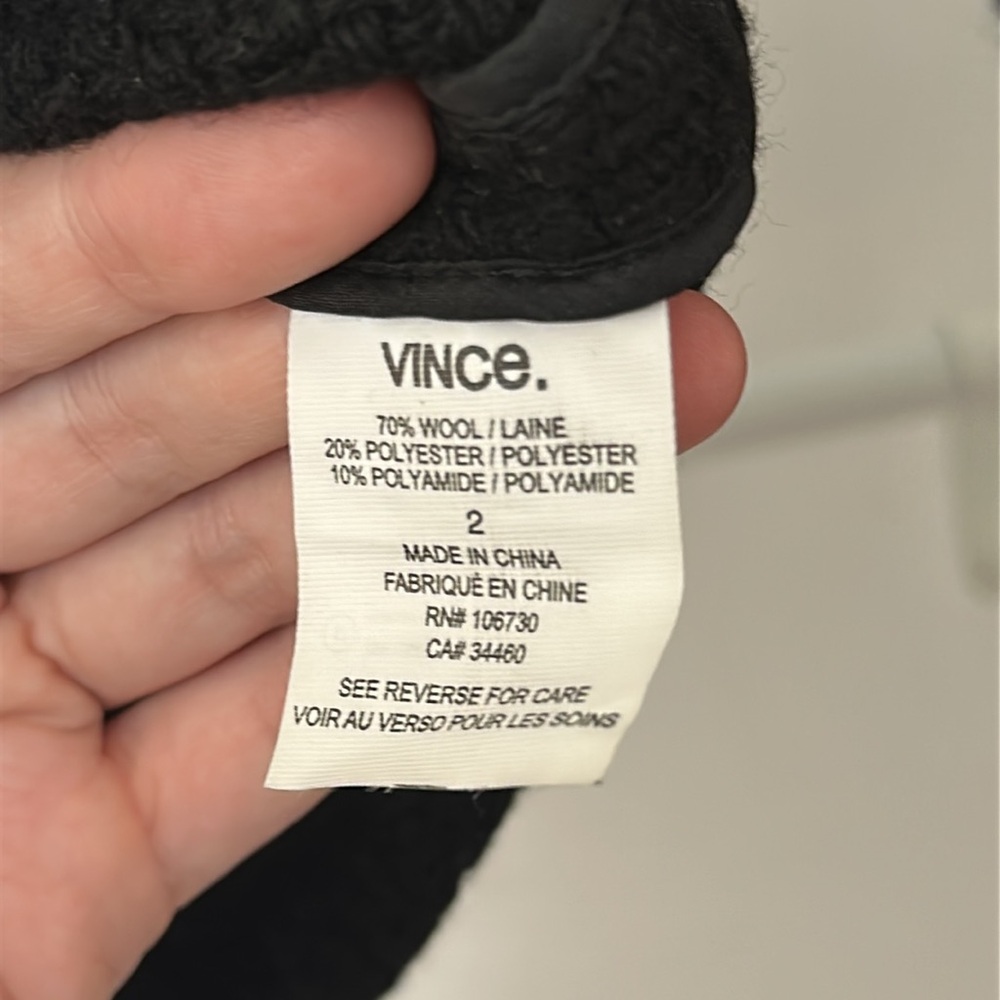 Vince Wool Jacket Basket Weave Leather Zip Moto Size 2 - Picture 5 of 5